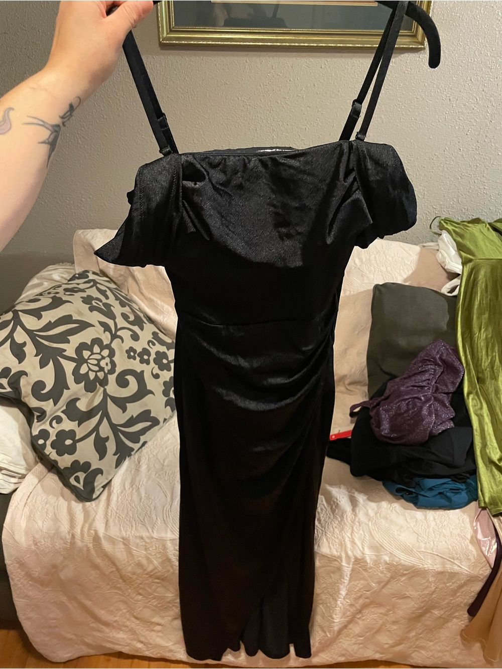 Popilush Shapewear Off Shoulder Shine Ruched Sculpting Maxi Dress